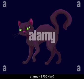 Halloween black cat, kitty animal game icon Stock Vector