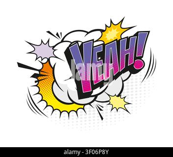 Cartoon vintage yeah comic speech bubble Stock Vector