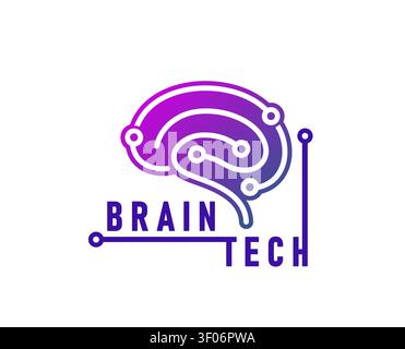 Brain hub tech icon or startup symbol Stock Vector