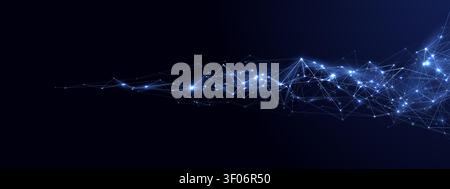 Abstract Blue Network Border With Digital Data Connections Stock Vector