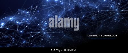 Digital Network Background With Glowing Connection Lines Stock Vector
