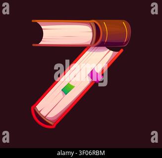 Novel book cartoon ABC type, font number 7 seven Stock Vector