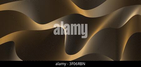 Luxury golden stripe line waves background Stock Vector