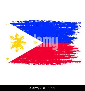 Creative Philippines flag illustration with brush stroke textured artistic design Stock Vector