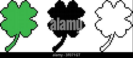 Clover icon pixel art style simple design Stock Vector