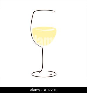 Minimal White Wine Glass Vector Illustration for Winery Branding Stock Vector