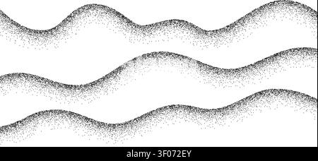 Grain wave pattern with dot noise texture. Abstract gradient background featuring stipple line and flowing curve for modern design projects. Stock Vector
