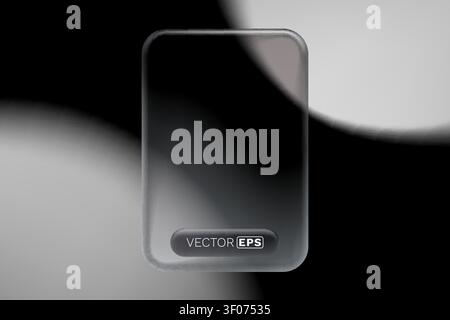 Sleek dark glassmorphism frame with rounded corners. This modern UI element features a VECTOR EPS button on a gradient background. Vector illustration Stock Vector