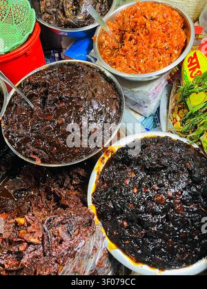 Traditional homemade chutney varieties served in a rural village of Bangladesh. Stock Photo