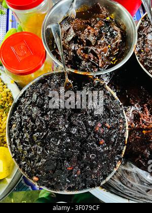 Traditional homemade chutney varieties served in a rural village of Bangladesh. Stock Photo