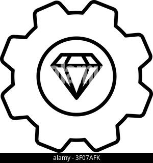 Operational excellence gear diamond icon Stock Vector