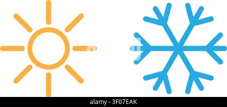 Sun and snowflake icons simple design Stock Vector