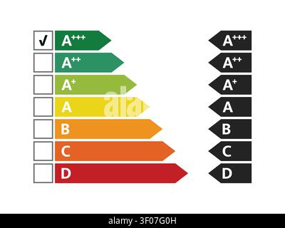 European Energy Efficiency Rating Label with A Plus Categories Stock Vector