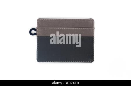 Black and Brown Card Holder Wallet Isolated on White Background Stock Photo