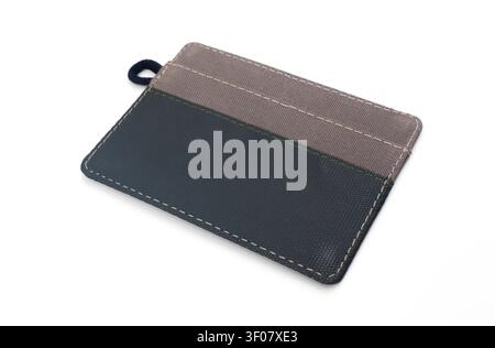 Black and Brown Card Holder Wallet Isolated on White Background Stock Photo