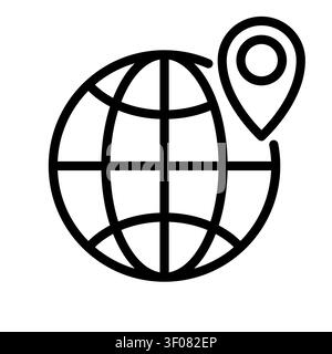 Globe planet with pin icon Stock Vector