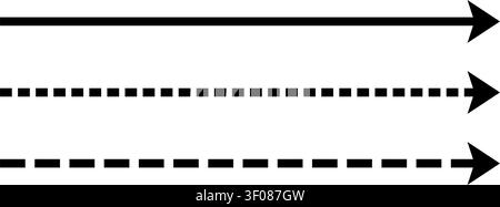 Straight dashed arrow icon set Stock Vector