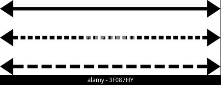Straight dashed arrow icon set Stock Vector