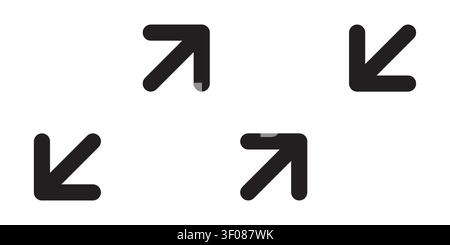 Full screen vector black icons. Set of full screen and exit full screen icon. Minimize Maximize Frame Logo Stock Vector