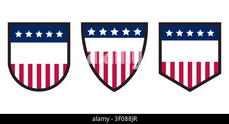 Usa stickers flag labels icon set Stock Vector