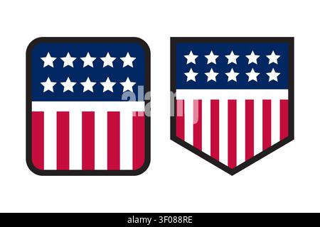 Usa stickers flag labels icon set Stock Vector