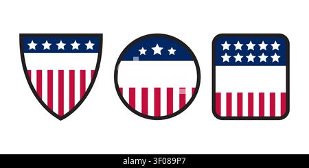 Usa stickers flag labels icon set Stock Vector