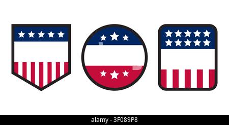 Usa stickers flag labels icon set Stock Vector