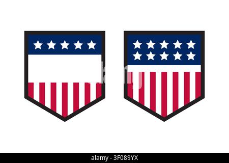 Usa stickers flag labels icon set Stock Vector
