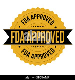 FDA approved golden badge,emblem or label on white background, vector illustration Stock Vector
