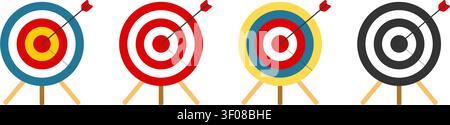 Target Boards With Arrows Flat Vector Icon Set Stock Vector
