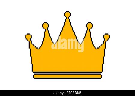 Golden Crown Retro Pixel Art Royal Icon Stock Vector