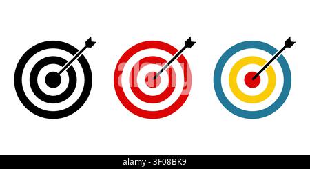 Target Boards With Arrows Flat Vector Icon Set Stock Vector
