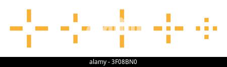 Golden Pixel Sparkles and Shine Symbols — Retro Icon Set Stock Vector