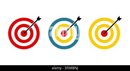Target Boards With Arrows Flat Vector Icon Set Stock Vector