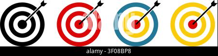 Target Boards With Arrows Flat Vector Icon Set Stock Vector