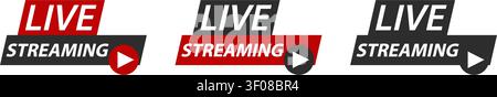 Live Streaming Badges Modern Broadcast Graphic Set Stock Vector