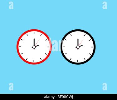 Clocks icons on blue background, Time concept Stock Vector
