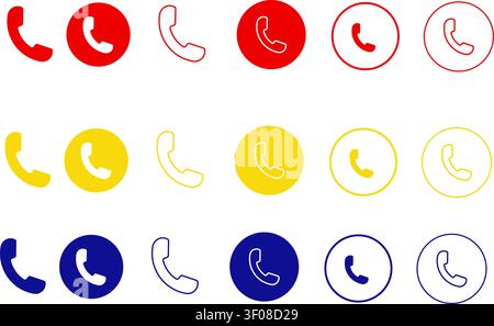 Colorful phone call icons on transparent background. Stock Vector