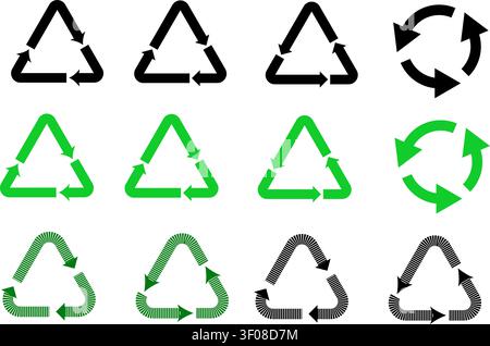 Recycling symbols collection on transparent background Stock Vector