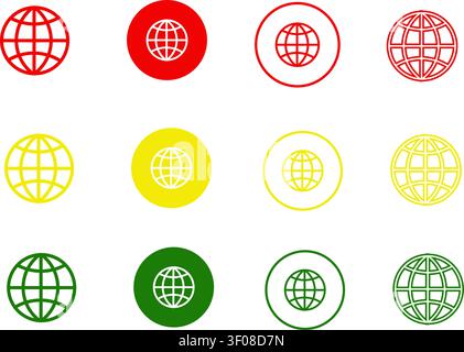 Colorful Globe Icons on Transparent Background. Stock Vector