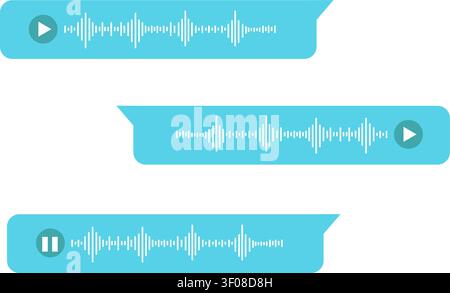Animated voice message icons with sound waves Stock Vector