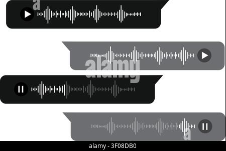 Audio waveform voice message icons set Stock Vector