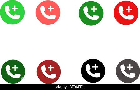 Emergency call icons set, colorful phone buttons Stock Vector