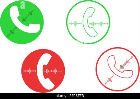 Communication Icons Set with Phone Symbols and Sound Waves Stock Vector