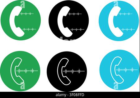 Communication Icons with Sound Waves on Colorful Background Stock Vector