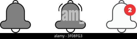 A notification bell icon vector illustration in flat design style, isolated on a white background, perfect for social media alerts and mobile app user Stock Vector