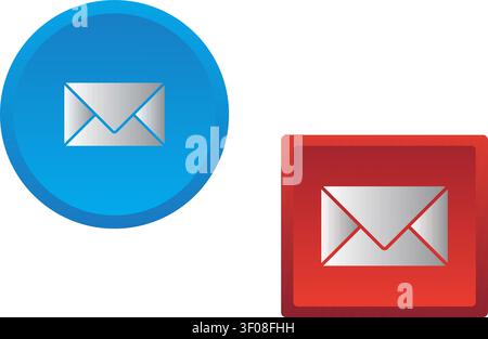 Email icon with blue and red colorful flat vector design Stock Vector