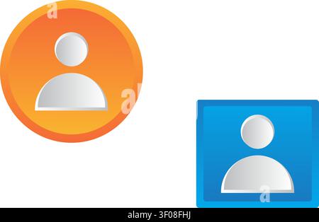 User profile icon with orange and blue flat vector design Stock Vector