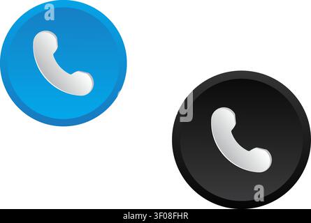 Blue phone icon flat vector illustration for contact and communication Stock Vector