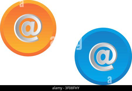 At symbol email icon with orange and blue gradient design Stock Vector